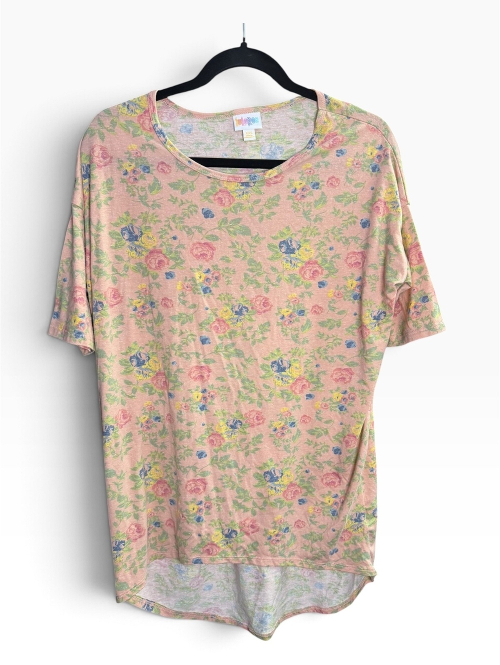 LuLaRoe Irma Tunic XXS Dusty Pink Floral High Low Oversized Cottagecore